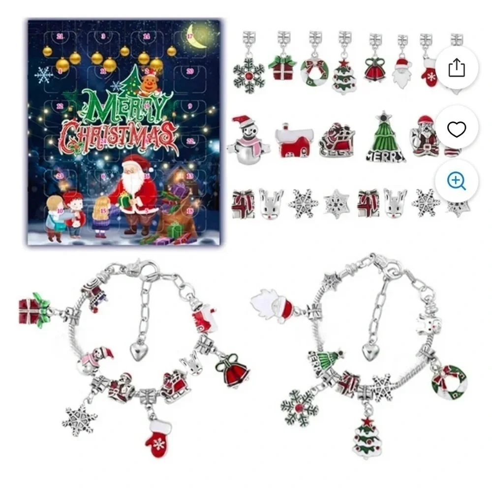 Countdown Christmas Calendar Kids Advent Bracelet - Christmas Gifts NEW Charm
